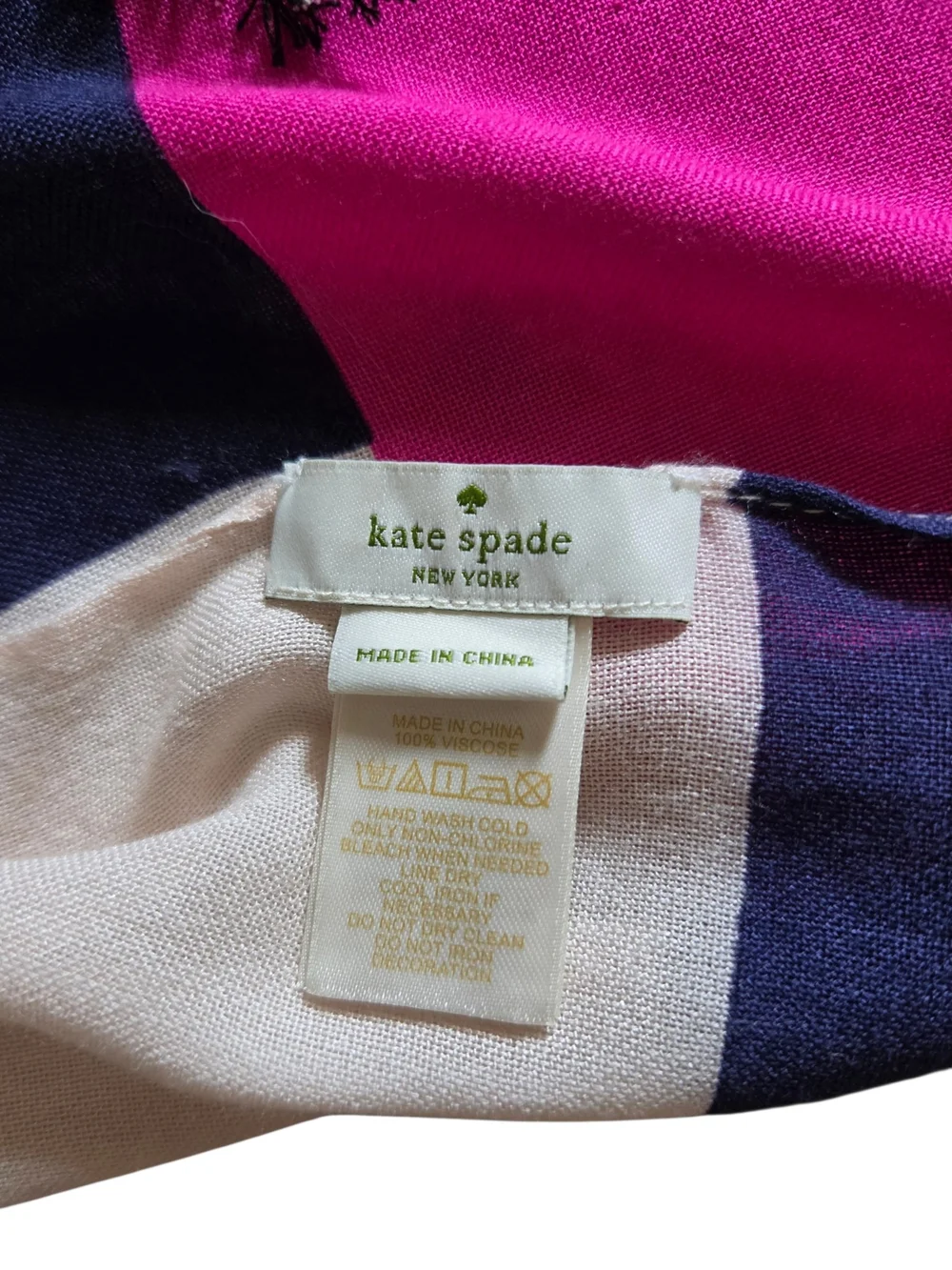 Kate Spade Colorblock Scarf in Hot Pink, Navy & Cream